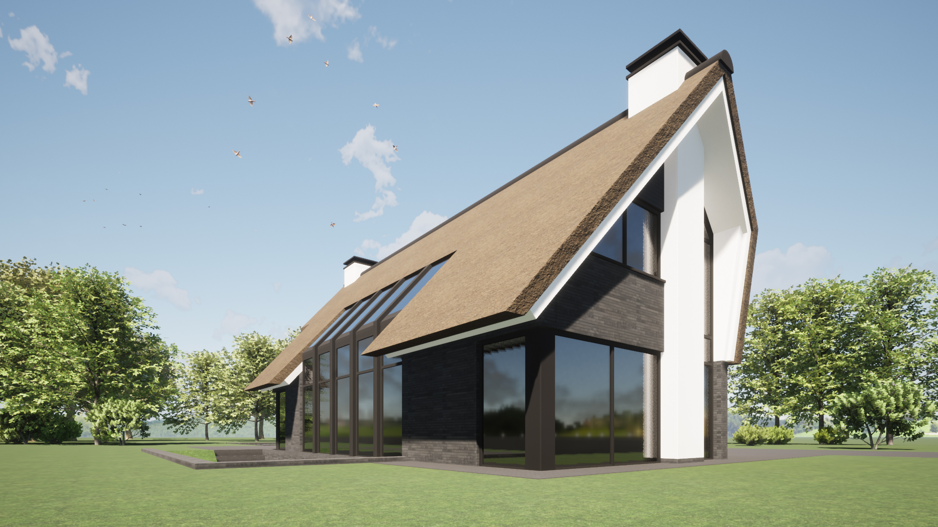 modern riet landelijk woning