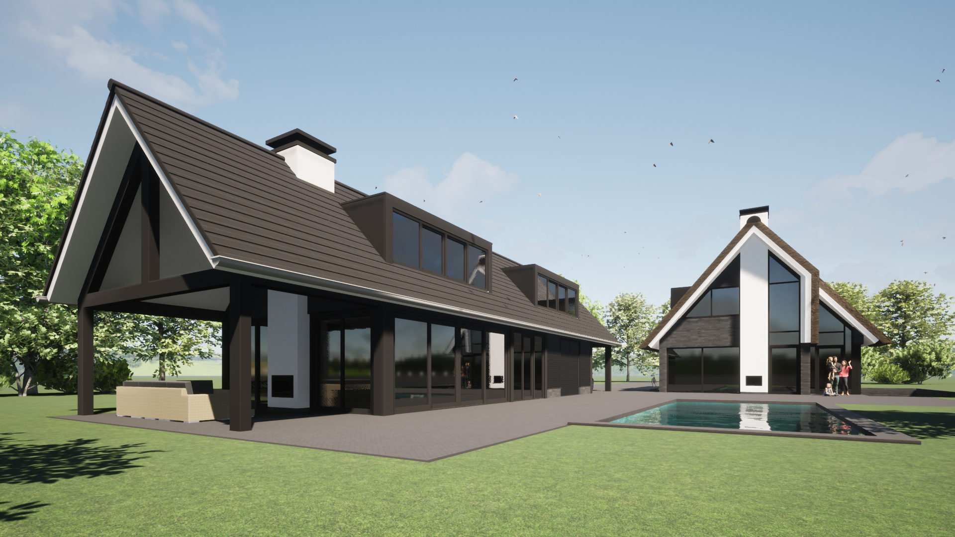 modern riet landelijk woning